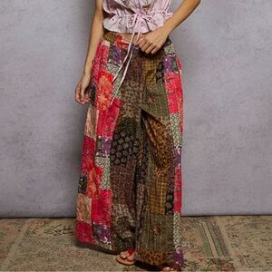 POL Colorful Patchwork Wide-Leg Pants